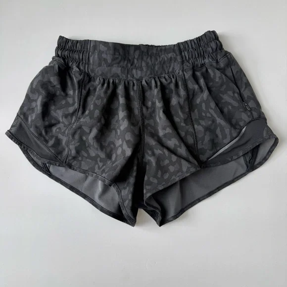 Lululemon Hotty Hot High Rise Shorts Animal Print Black Grey 2.5” 4 - Picture 2 of 4